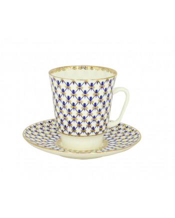 Lomonosov Bone China May Pattern Coffee Set - 2 Piece Hand-Painted Russian Porcelain 5.6 Oz Cups